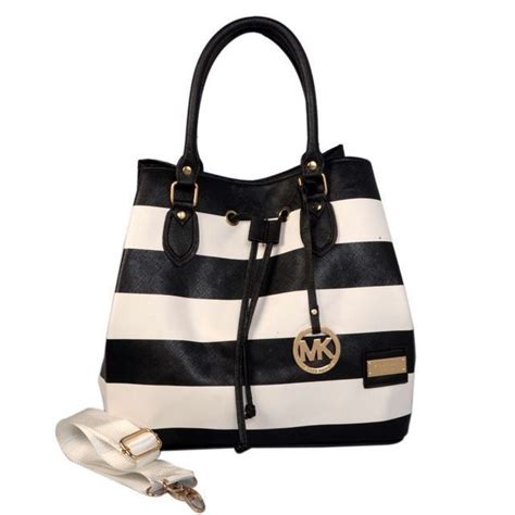michael kors black and white striped purse